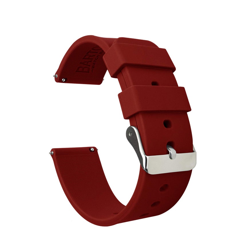 BARTON WATCH BANDS 20mm Crimson Red Soft Silicone Quick Release Straps - Image 1